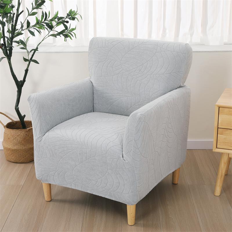 1PC Elastic Club Bar Chair Cover Leaves Jacquard Tub Armchair Covers Elastic Single Couch Slipcover for Home Bar Hotel Office