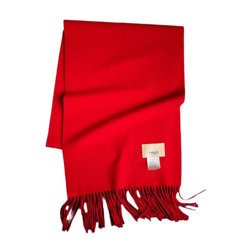 China Red Scarf Warm Logo Natal Year Party Company Activities Imitation Cashmere Shawl Men and Women Winter Solid Color