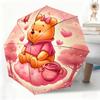 Disney Minnie Mouse Pink Heart & Floral Print Folding Umbrella, Windproof Auto Open/Close Travel Umbrella, Portable Waterproof R