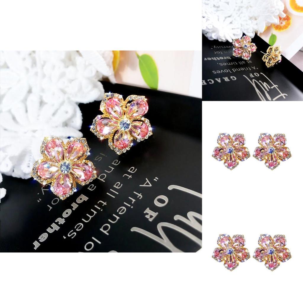 Elegante Blume Zirkon Ohrringe mit Silberstift für den täglichen Gebrauch und als Geschenkidee