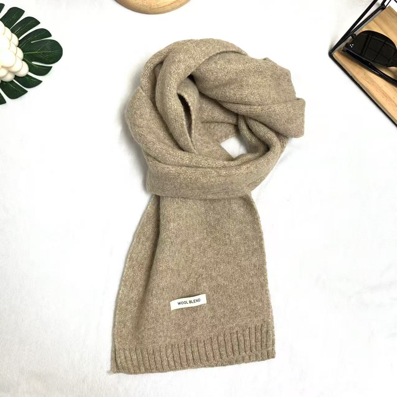 

Solid Color Wool Blended Scarf for Women in Autumn and Winter Wool Knitted Warm Korean Version Versatile Fashion Fresh and Sweet Scarf