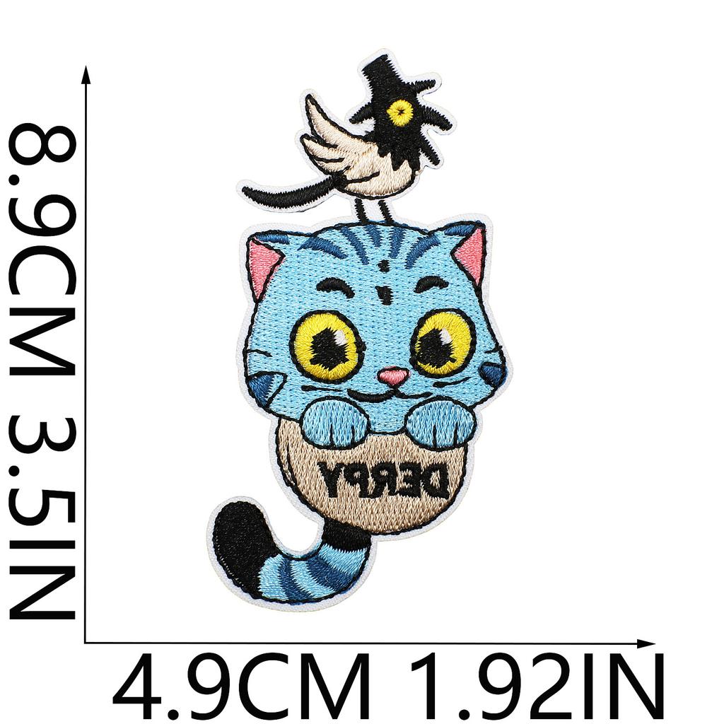 Cartoon Girl Embroidery Cloth Sticker Devil Computer Embroidery Label Colored Love Patch Sticker Blue And Black Crow Chapter Boy Ironing