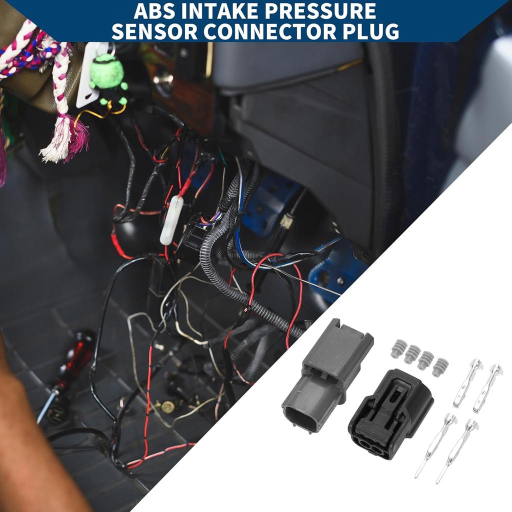 ABS Intake Pressure Sensor Connector Plug for Honda/Inner Male Female Wire Terminal Connector/Waterproof Plastic 1mm Series / 1 Set Black 2 Pin