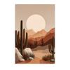 Boho Landscape Wall Art, Desert Plant Sunset Canvas Painting, Cactus Botanical Poster Print for Bedroom Living Room Decor