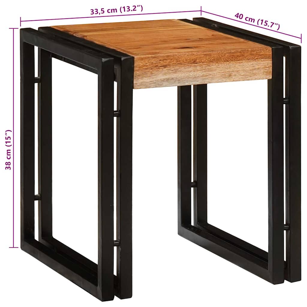 Nesting Tables Set of 3 Solid Acacia Wood and Metal