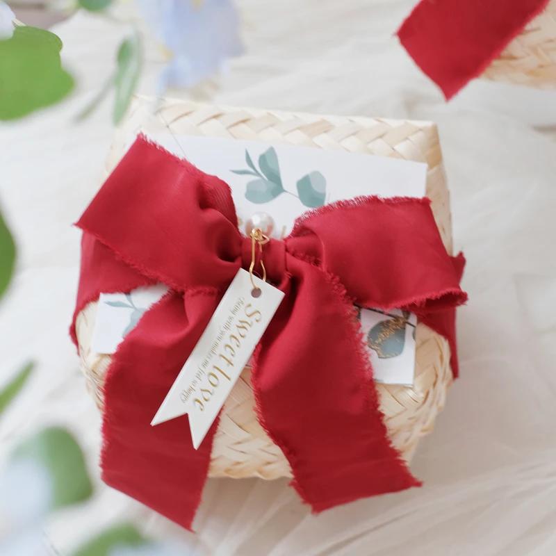 Handmade Bamboo Weaving Gift Box Bridesmaid Wedding Candy Packaging Baby Shower Favors Party Supplies Wholesale