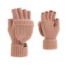 Candy-colored dew finger flip half-finger gloves knitted thermal gloves dual-purpose double-layer thickened to prevent cold autumn and winter