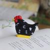 Wooden Small Reed Flower Rooster Figurine Cute Miniature Zodiac Chicken Figures Book Nook Ornament Cartoon Animal Wooden Gift
