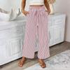 Women's Fashionable Striped Strap Pocket Elastic Waist Straight Leg Casual Pants