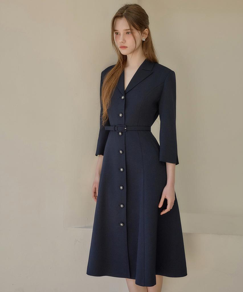 Julie And Kara 26Ss Calla139 Shebigins Joe Tweed Dress Navy