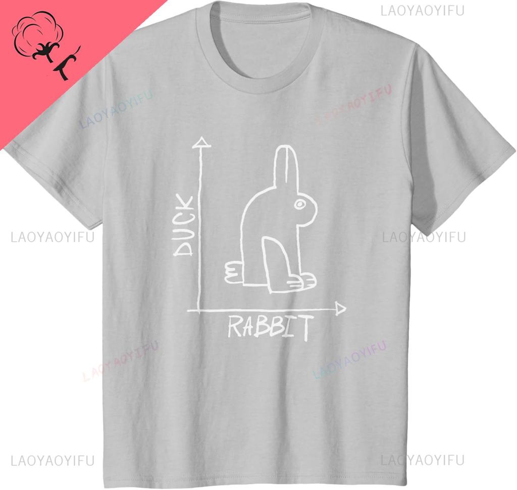 Funny Science Duck or Rabbit Physics Math Geek TShirt Cotton Print On Demand Mens T Shirt Kawayi Couple Y2k Ropa Hombre