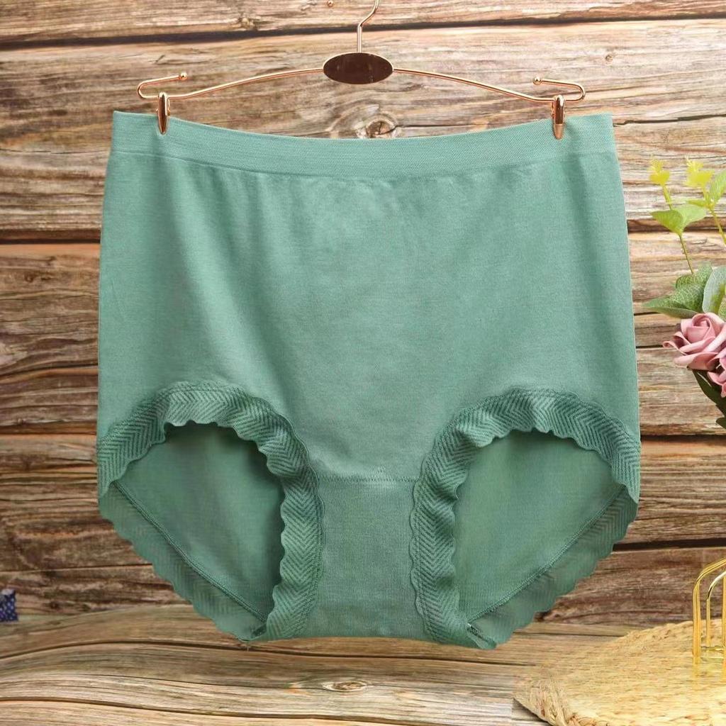 Plus Plus Size Women's Summer Lace Edge Seamless High Waist Briefs