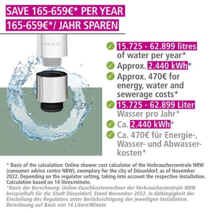 Petit bricolage et électricité - wenko - régulateur de débit d'eau "watersaving" - argentée - universelle