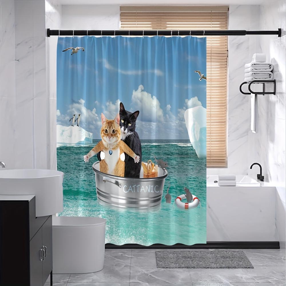 

Adorable Fox And Owl Friends Shower Curtain - Water-Resistant, Easy To Clean, Adds A Whimsical And Cozy Touch To Your Bathroom W60H190(CM)-1 Pcs