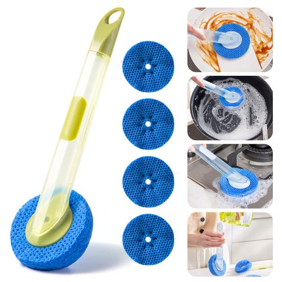 

Щетка для кастрюли с длинной ручкой, дозатор жидкого мыла, сменная головка щетки, миска для раковины, миска для мытья посуды, сковорода, скраб для чистки, скруббер, кухонные принадлежности темно-синий