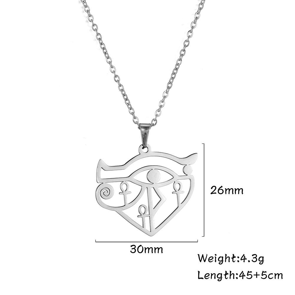 LIKGREAT Egyptian Eye of Horus Ankh Cross Protection Necklace for Women Men Stainless Steel Celtics Knot Amulet Jewelry