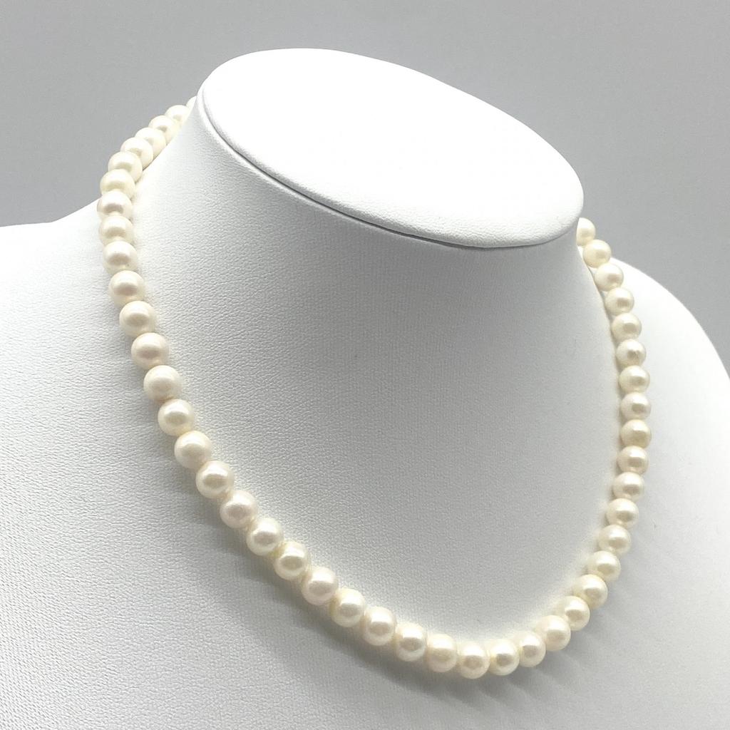 Akoya Pearl Necklace Genuine Jewelry Luster Approx. 41cm / 7.0mm–7.5mm / 32.5g Silver Clasps