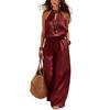 New summer European and American cross-border independent station Amazon women's wide-leg fashion cotton and linen sleeveless neck jumpsuit