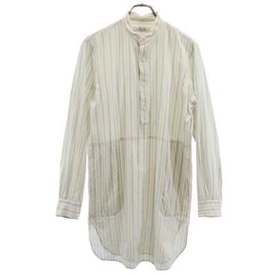 UNUSED Made In Japan Stripe Long Sleeve Band Collar Shirt 1 Off-white Men's Used