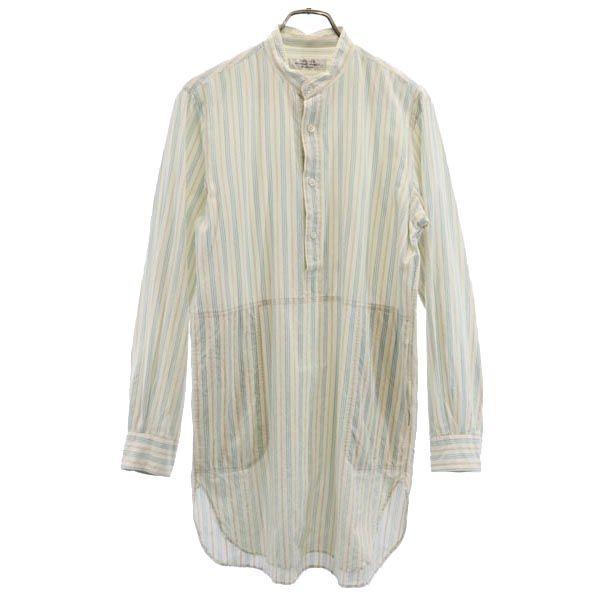 UNUSED made in Japan stripe Long sleeve Band collar shirt 1 Off-white Men's Used