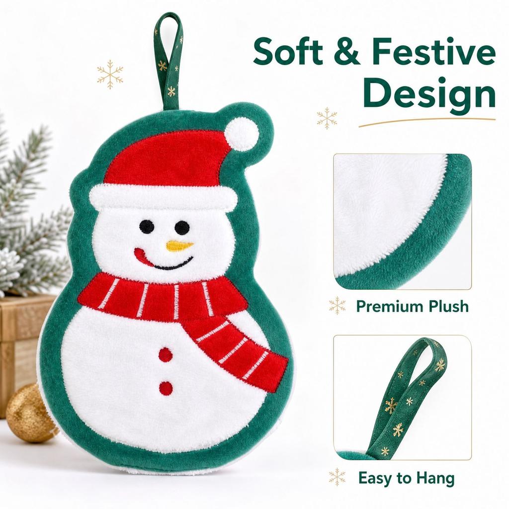 Christmas Cute Kitchen Hand Towel, Thick Hanging Dish Towel, Quick Dry Absorbent Cloth for Holiday Kitchen Decor