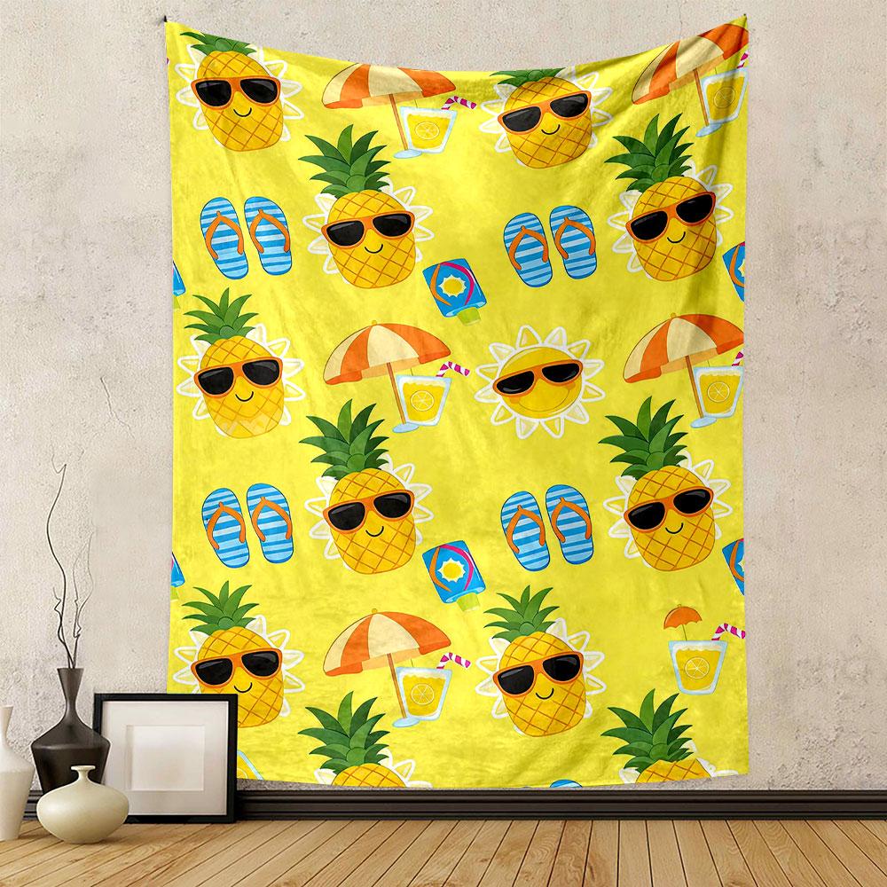 Summer Pineapple Fun Pattern Design Patterned tapestry home decor, suitable for bedroom and living room, gift