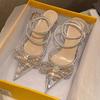 Spring Style Glitter Rhinestones Silk Transparent Pumps Women Crystal Bowknot Satin Lady High Heels Party Prom Shoes