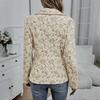 Women's Fashion Lapel Button Long Sleeve Casual Vintage Jacquard Slim Fit Blazer Jacket for Office Work Daily Wear