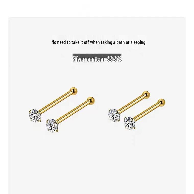 Boucles d'oreilles puces en argent S999 et zircon - Mini design de luxe pour le quotidien