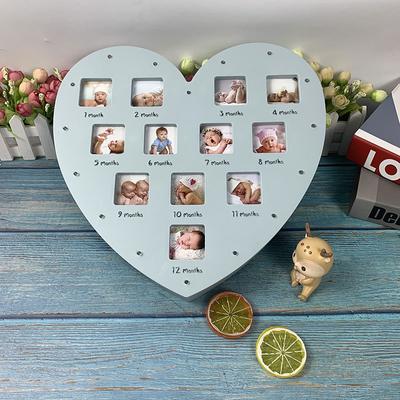 Creative DIY Baby Photo Frame Pictures Suvenýry Láska Ve tvaru srdce Pamětní 0-12 měsíců Růst dítěte Dárek může vydat