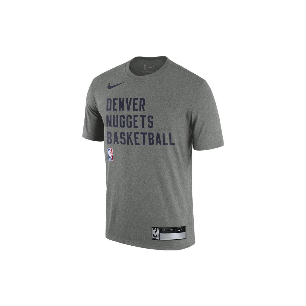 Nike Nba Denver Nuggets Logo Print Crew Neck Training T-Shirt Men T-Shirt Gray FJ0173-063