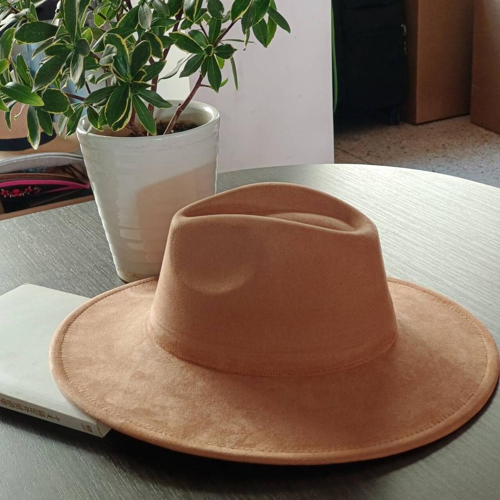 LIDHAY Western Style Suede Hat, Unisex Wide Brim Fedora Hat, Felt Panama Hat, Rancher Hat LIDHAY Western Style Suede Hat, Unisex