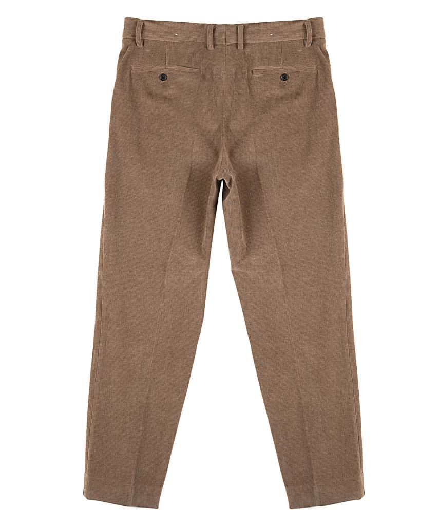 CONNECT KINLOCH [Semi-Wide] One-Pleat Corduroy Jersey Pants (Beige)