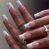 Stylish Square False Nail Press On Nail with 3D Stripes Designs Manicure Nail Decoration for Daily Wear and Parties