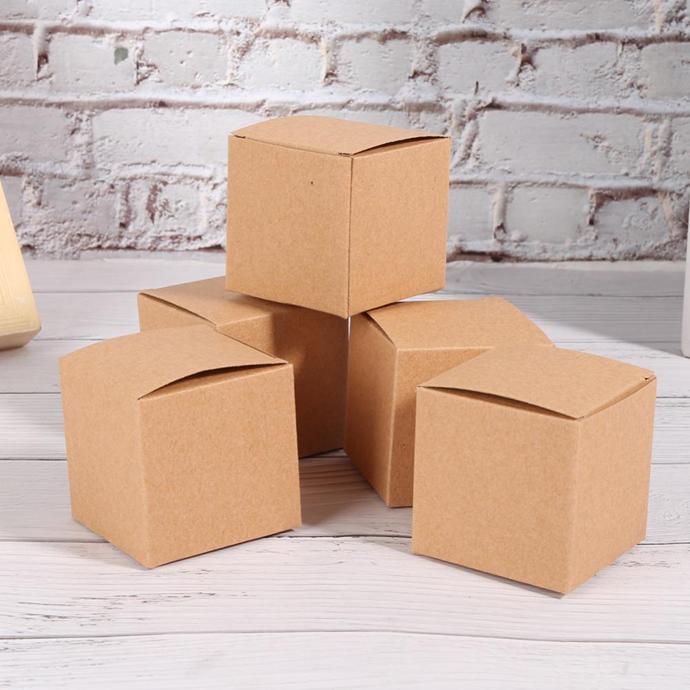 50PCS Brown Boxes With Lids Candy Box Wrapping Supplies Kraft Paper Box  Crafting