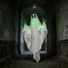 Halloween Glowing Hanging Decoration with Green Light and Multiple Expressions, Outdoor Yard Decor for Garden Amusement