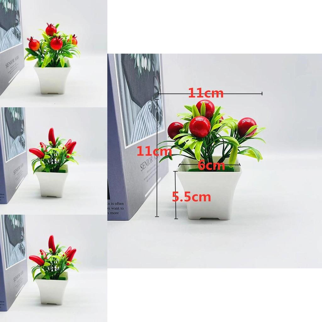 Artificial Fruit Bonsai Arrangement With Plastic Flowers And Miniature Plant Decor For Living Room