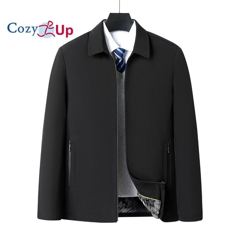 Cozy Up Men’s Jacket Casual Thickening Water Resistant Microfiber Windbreaker Golf Plush Coat