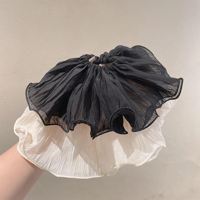 Korean Lace Pleated Scrunchies French Temperament Sweet Large Elastic Hair Band Ponytail Holder Hair Tie Hair Accessories