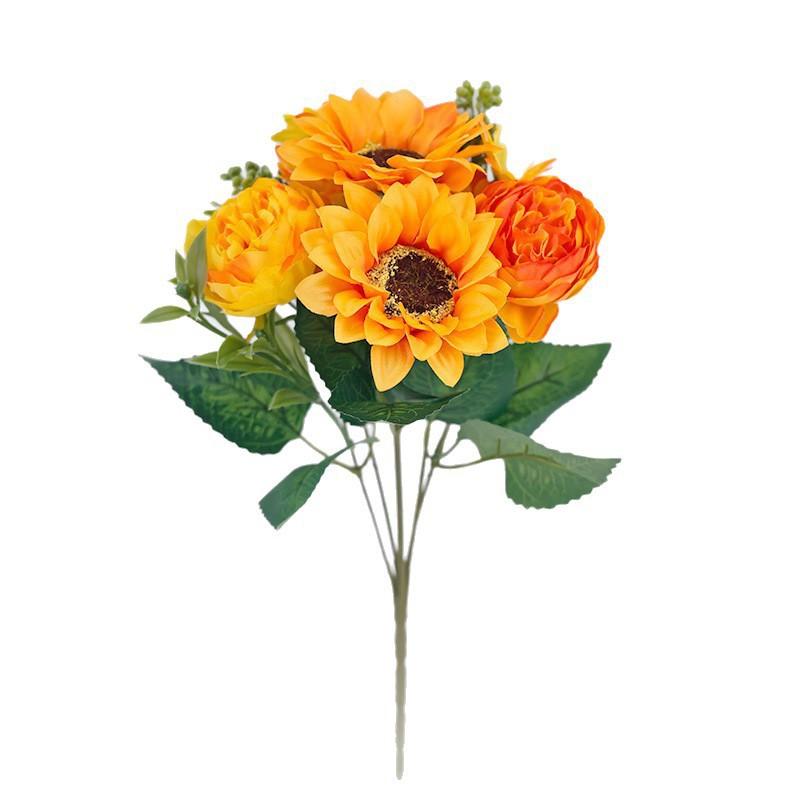Artificial Sunflower Bouquet Wedding Decor Home Interior Photography Prop Silk Floral Arrangement