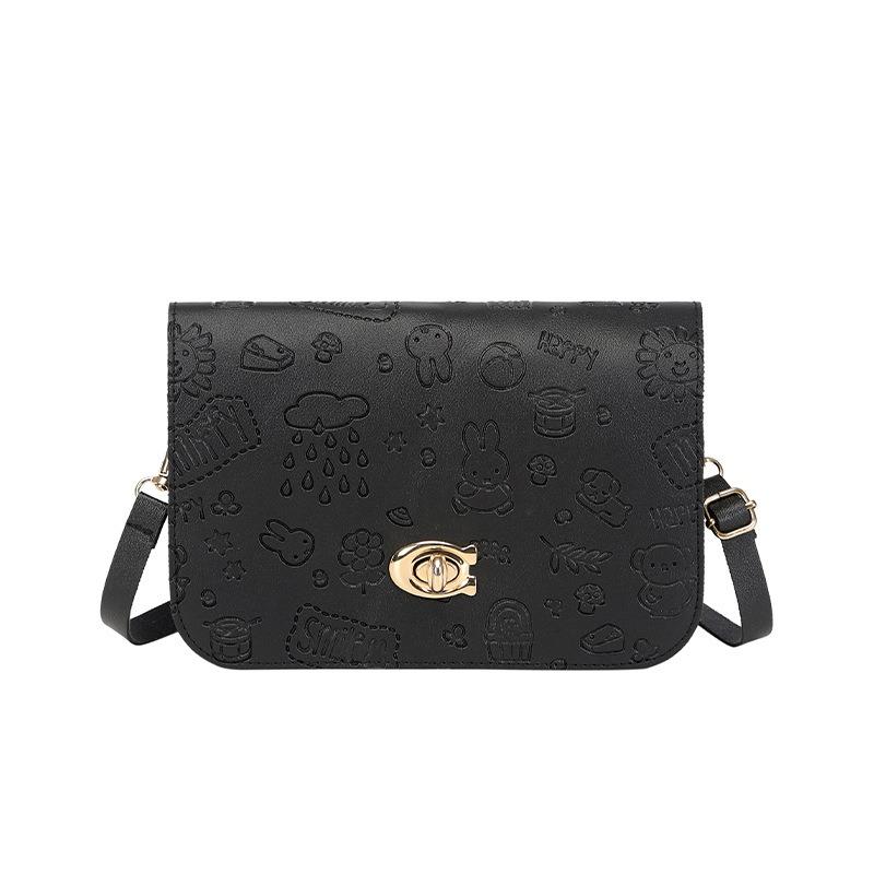 Trend embossed lock single shoulder crossbody small square bag versatile mobile phone change women's bag