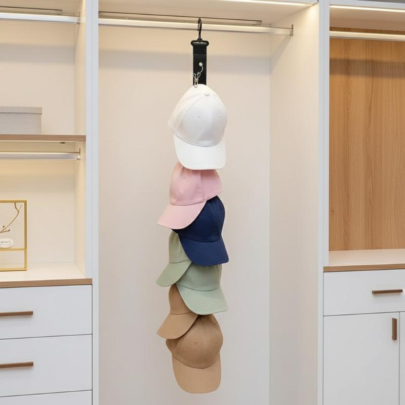 8 Clip Cap Holder Closet Organizer Wall Mounted Door Hanging Punch Free Hat Rack Space Saving for Bedroom Storage