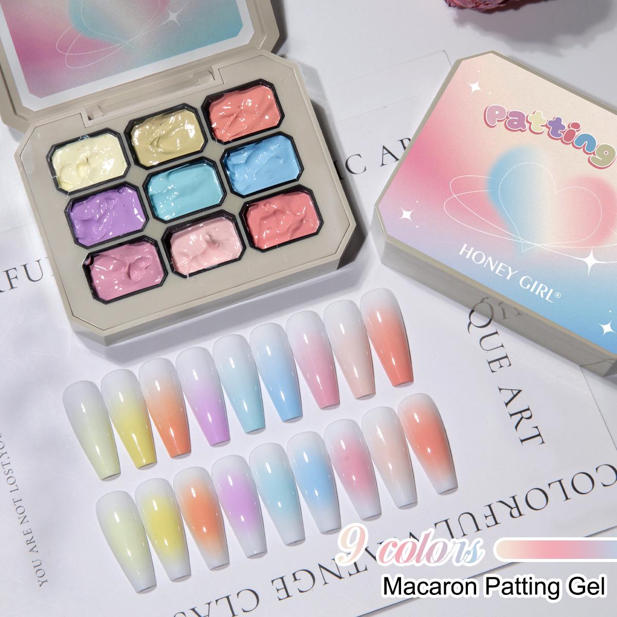 HONEYGIRL Гель-лак для ногтей градиентный однотонный - Макаронная девятисекционная прозрачная расцветка.