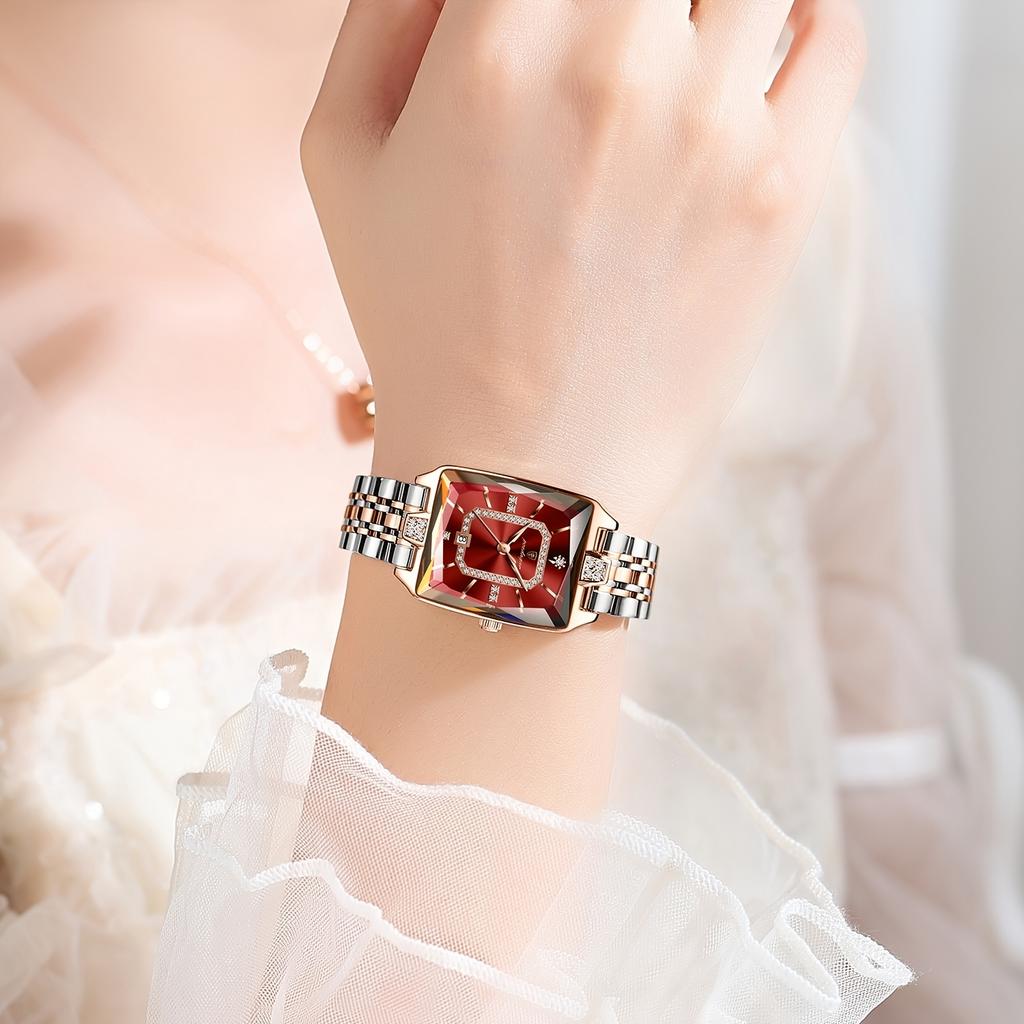 Luminous Calendar Stainless Steel Ultra-Thin Square Watch Fashion Trend Leisure Easy Korean Luxury Ladies Quartz Wristwatch