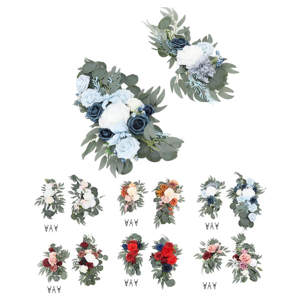 2pcs Artificial Wedding Arch Flowers Lifelike Wedding Welcome Signs Floral Decoration Fadeless Exqui