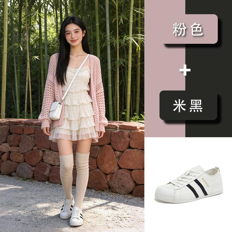 Die erste Schicht Rindsleder Deutsche Trainingsschuhe Damen Frühling Neu Flachsohlige Weiße Schuhe Lässige Mode Forrest Gump Schuhe Vielseitiger Damenschuh