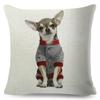 Niedlicher Kleiner Hund Chihuahua Kissenbezug Deko Liebes Haustier Tier Kissenbezug Polyester Überwurf Kissenbezug für Sofa Zuhause Auto 45x45cm