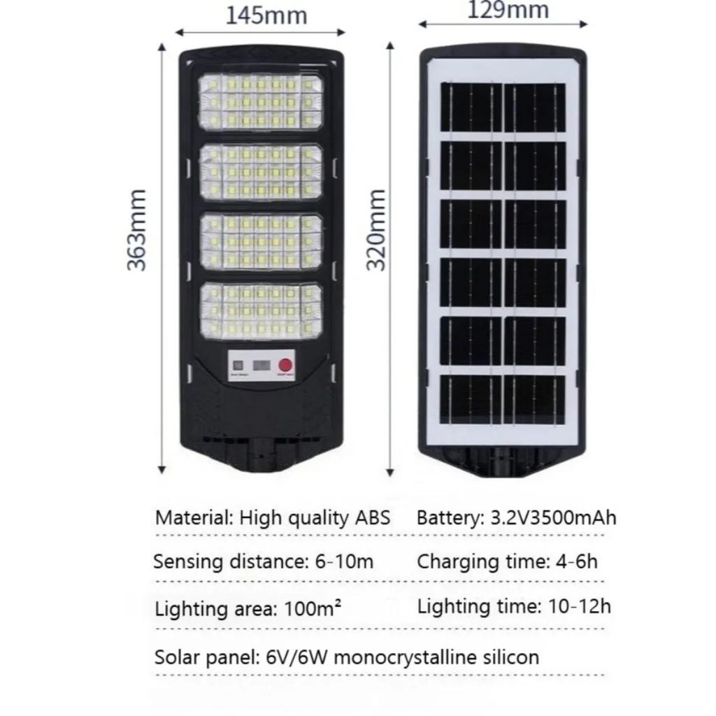 1 Pack Solar Street Light Outdoor Waterproof 6500K LED Solar Motion Sensor Light Outdoor Dusk To Dawn Flood Light Remote Control