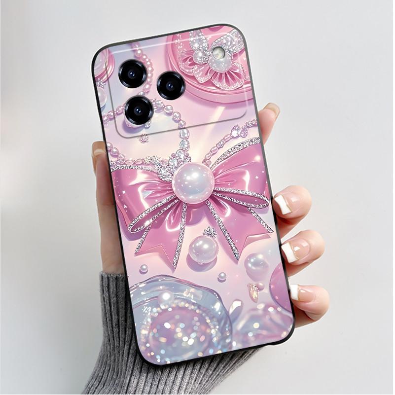 Printing Pattern Case For ZTE Blade A76 4G Z2474 Soft Silicone Black Shell Cover Cute Flower Cartoon Casing