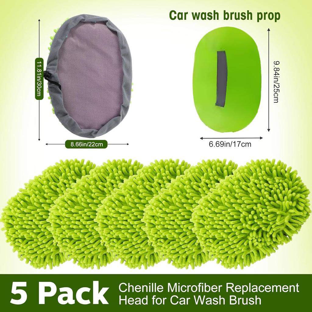 Tallew 5 Pcs Car Wash Mitt Kit, Car Clean Brush Not Included, Microfiber Mitt Clean Detail Cleaning Tools Truck Washing Chenille Scratch Free